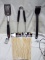 Flame & Glo Grilling Set. Tongs, Spatula, Grill Brush, & Bamboo Skewers.