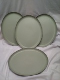 Set of 4- Plastic Sage Green Oval Plates.
