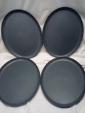 Set of 4- Dark Gray Oval Plates.