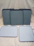 Set of 5- Plastic Oval Plates. 3 Dark Blue & 2 Light Blue.