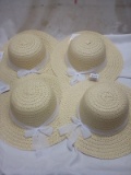 White Ribbon Garden Hats. Qty 4.