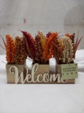 9”x7” Artistry Designs “Welcome” Sign w/ Artificial Floral Arrangements