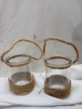 Pair of Decorative Hanging Glass Candle/Light Holders