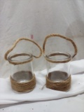 Pair of Decorative Hanging Glass Candle/Light Holders