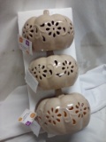 Set of 3 Perfect Harvest Ceramic Pre-Lit LED Pumpkins