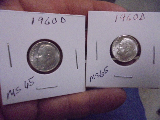 (2) 1960 D Mint Silver Roosevelt Dimes