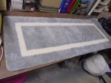 Beautiful Gray & White Rubber Backed Rug