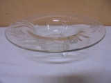 Beautiful 3 Footed Etched Crystal Bowl