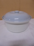 9.5in Round Glazed Stoneware Baking Dish w/ Lid