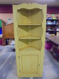 Vintage Painted Solid Wood Corner Cabinet w/ Door on Bottom