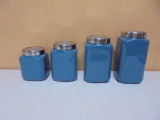 4pc Ceramic Cannister Set w/ Clear Lids