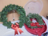 (2) Large Lighted Christmas Wreaths