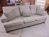 Gorgeous Like New Oatmeal Queen Size Sleeper Sofa w/ Accent Pillows