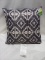15”x15” Decorative Grey and White Indoor/Outdoor Toss Pillow