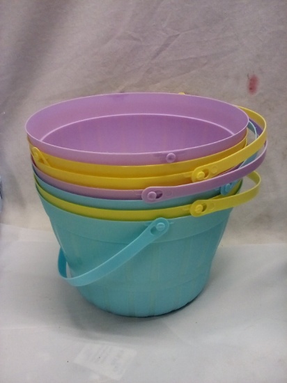 Lot of 7 Assorted Color 8”x8”x5” Plastic Baskets