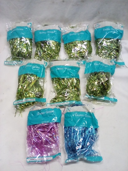 9 Assorted Color 1oz Bags of Glitter Easter Grass