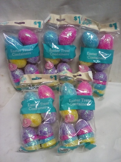 5 Packs of 8 Easter Treat Containers- Glitter