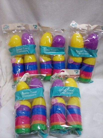 5 Packs of 10 Giant Easter Treat Containers- Basic ROYGBIV
