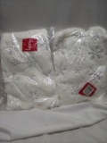 Qty 2 White with Silver snowflakes tree skirt