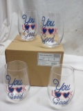 Set of 4 “You look Good” wine glasses