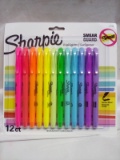 Single 12 Pack of Assorted Sharpie Narrow Chisel Smear Guard Highlighters