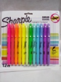 Single 12 Pack of Assorted Sharpie Narrow Chisel Smear Guard Highlighters