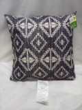 15”x15” Decorative Grey and White Indoor/Outdoor Toss Pillow