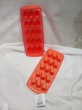 Pair of TrueLiving Coral/Orangish Pink Pop Bottom Ice Cube Trays
