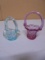 2 Small Art Glass Baskets