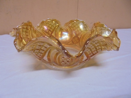 Vintage Imperial Marigold Carnival Glass Diamond Ring Bowl