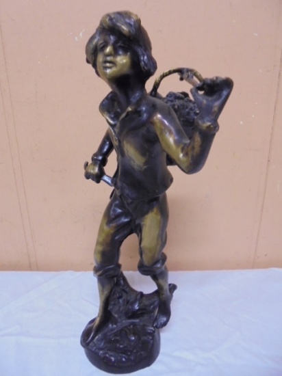 Vintage "The Grape Pitcher" Heavy Bronze Statue
