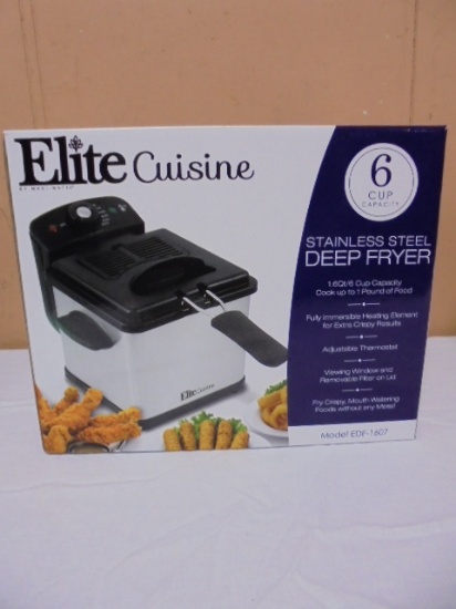 Elite Cuisine 6 Cup Stainless Steel Deep Fryer