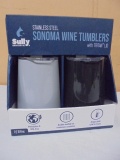 Set of 2 Stainless Steel Sonoma Wine Tumblers
