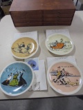 Set of 4 Norman Rockwell on Tour Plates w/ Paperwork