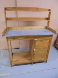 Solid Wood Potting Bench w/ Galvinized Metal Top
