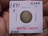 1891 S Mint Silver Seated Liberty Dime