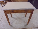 Antique Solid Wood Formica Top Table w/ Drawer