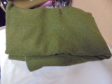 Vintage Army Green Wool Blanket