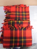 2 Matching Vintage Red Plaid Lap Blankets