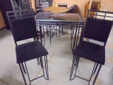 Metal Base Glass Top Pub Height Table & 2 Chairs