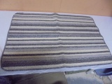 Like New Gray Striped Rubber Back Rug