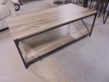Rustic Weathered Gray Steel Framed Coffee Table
