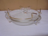 Vintage Jeannette Glass 3 Toed Eagle Bowl w/ Gold Trim