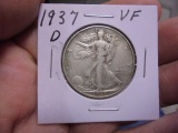 1937 D Mint Silver Walking Liberty Half Dollar