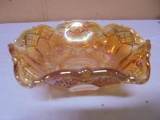 Vintage Marigold Carnival Glass Fluted Bowl
