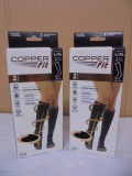 (2) 2 Packs of Copper Fit Compression Socks