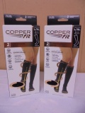 (2) 2 Packs of Copper Fit Compression Socks