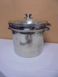 Large Stainless Steel Pasta/ Steamer Pot w/ Glass Lid