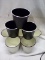Refined Rustic Metal Pots/Containers. Qty 8. 5 White/3 Black. 4” Tall