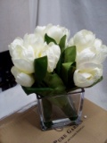 Pure Garden glass vase with white fowers